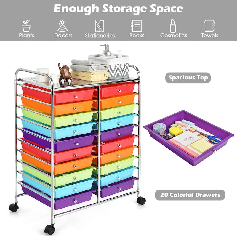 Costway 20 Drawers Rolling Cart Storage Scrapbook Paper Studio - See Details