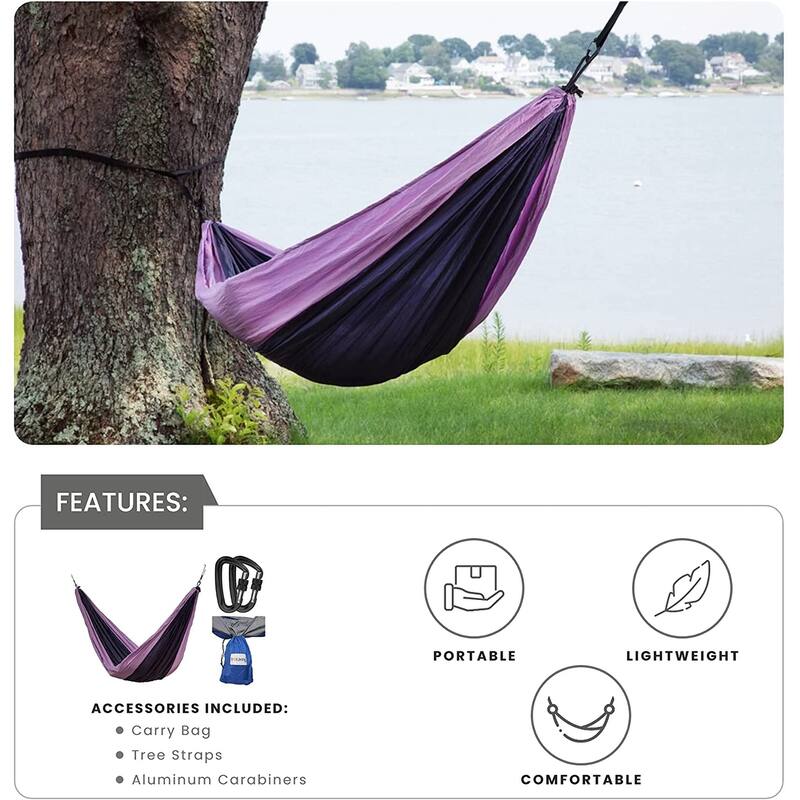 Makena Camping Hammock Set With Storage Bag Double Hammock for Two Outdoor Tree Swing Portable Hammock