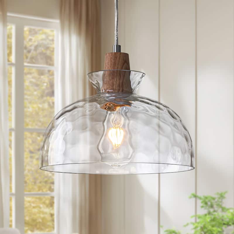 Starsky 1-Light Modern Hammered Ripple Glass Pendant
