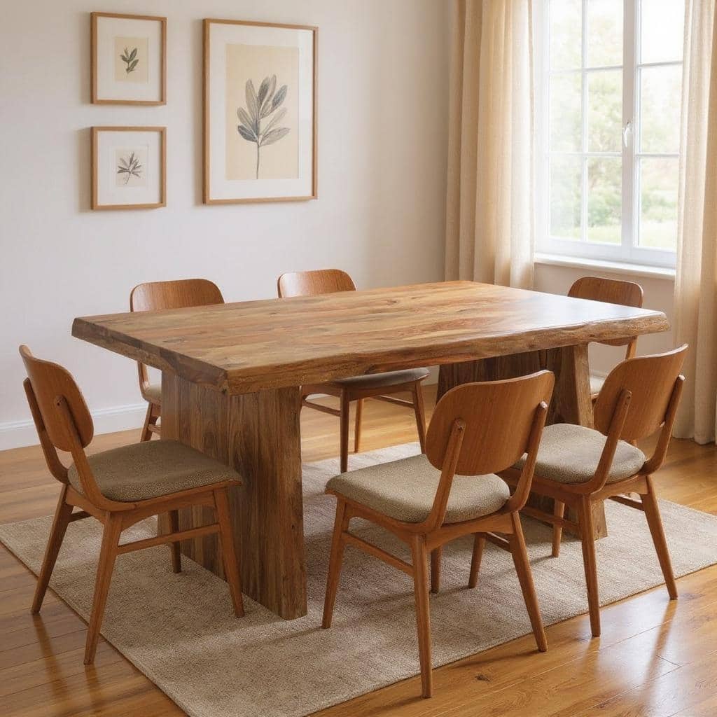 HomeRoots 74" Brown Wood Double Pedestal Base Live Edge Dining Table - 74.00 in. x 30.00 in. x 38.00 in.