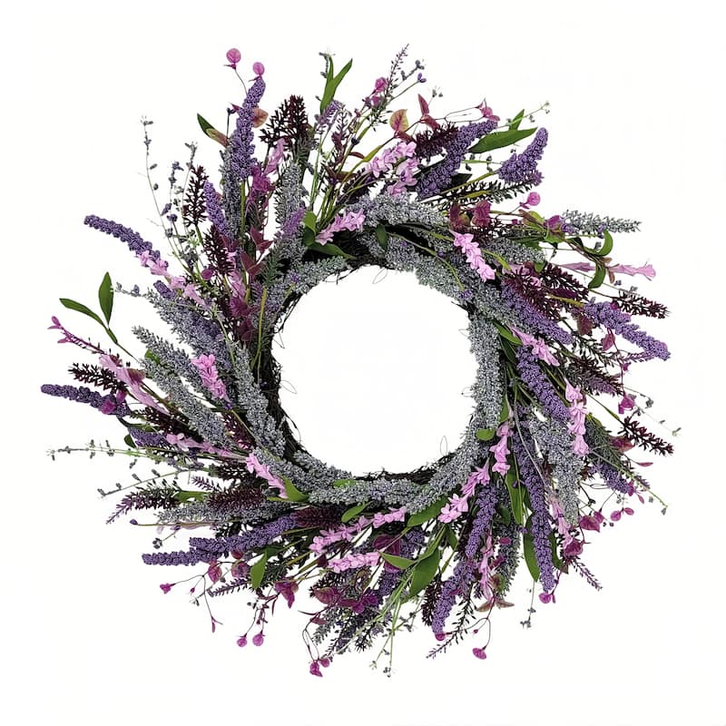 Lavender Floral Artificial Spring Wreath - 24" - Purple