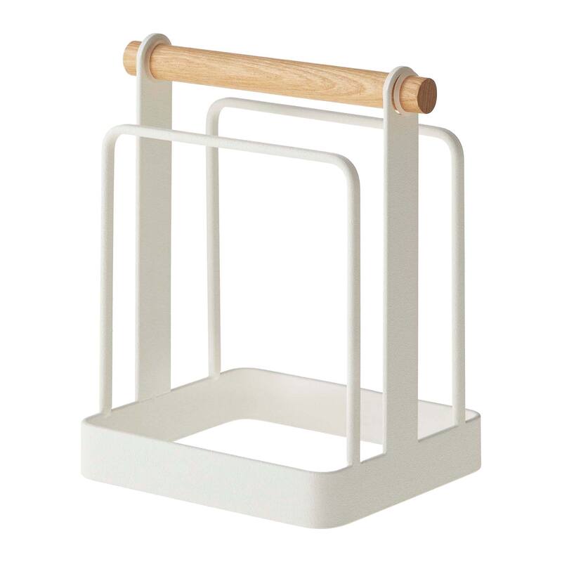 Yamazaki Home Cutting Board Stand, Steel and Wood - L 4.13 x W 5.51 x H 6.3 inches