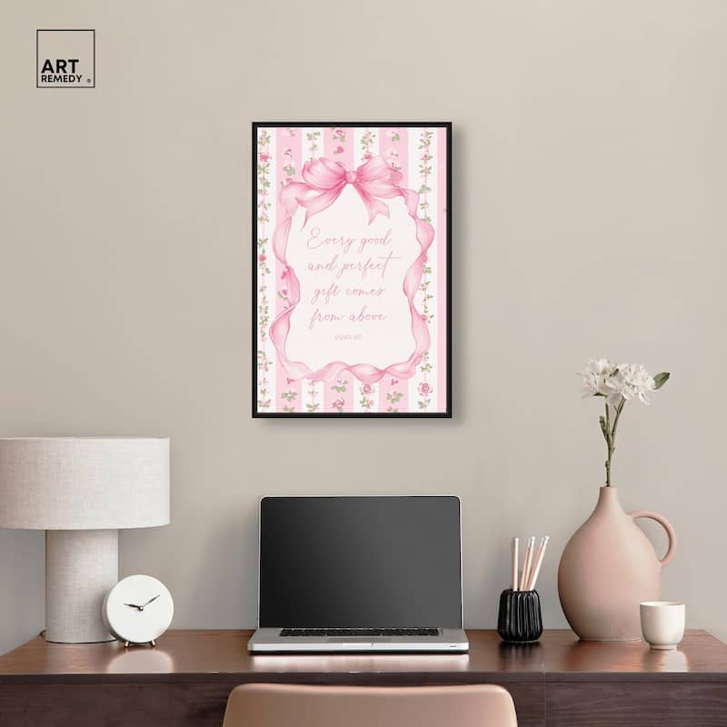 Good and Perfect Gift Bow Canvas by Art Remedy