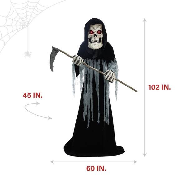 Haunted Hill Farm 8.5-Ft. Tall Motion-Activated Ginormous Reaper, Premium Talking Halloween Animatronic