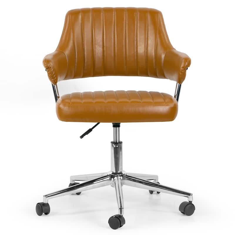 Avery Cappuccino Faux Leather Adjustable Height Swivel Office Chair