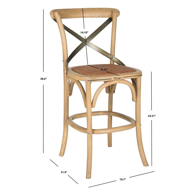 SAFAVIEH Doris 24-inch x-Back Antique White Counter Stool - 20Wx22Dx39H