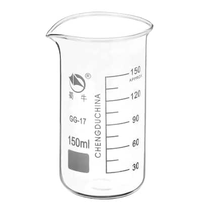 150ml Tall Form Glass Beaker, 3.3 Borosilicate Lab Measuring Cups - Clear