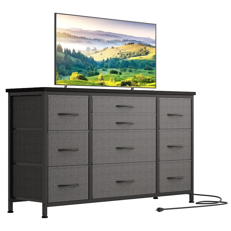 Bedroom Dresser with 10 Large Drawers for 55'' Long TV Stand - 55 inches