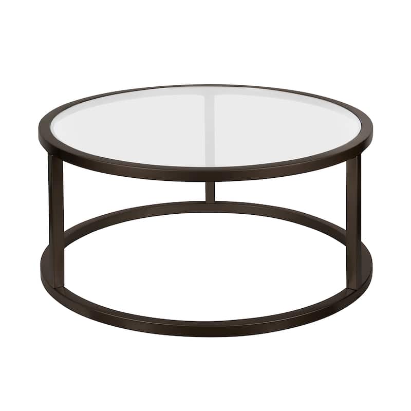 Parker 35" Wide Round Coffee Table - Blackened Bronze