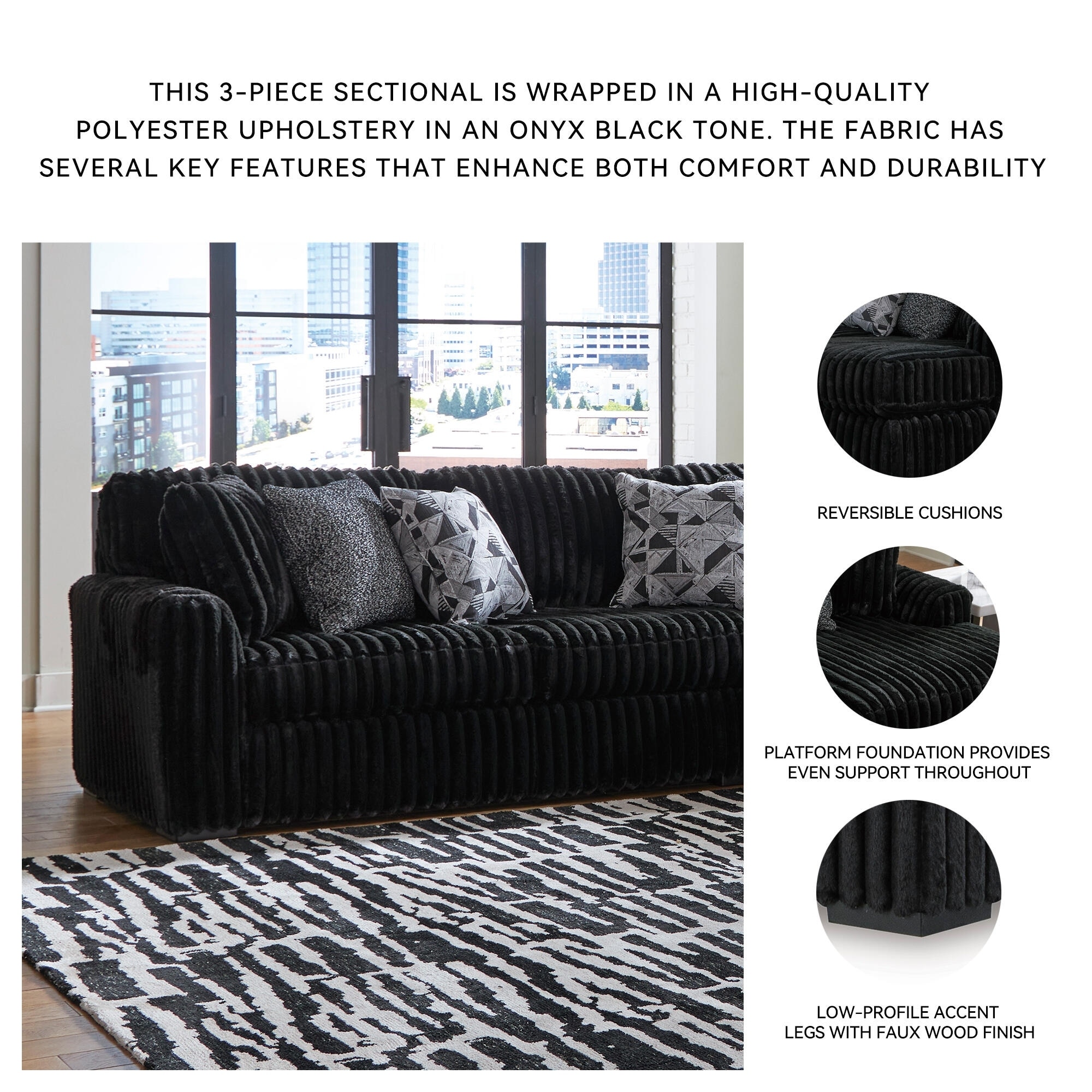 Signature Design by Ashley Midnight-madness 3-Piece Sectional