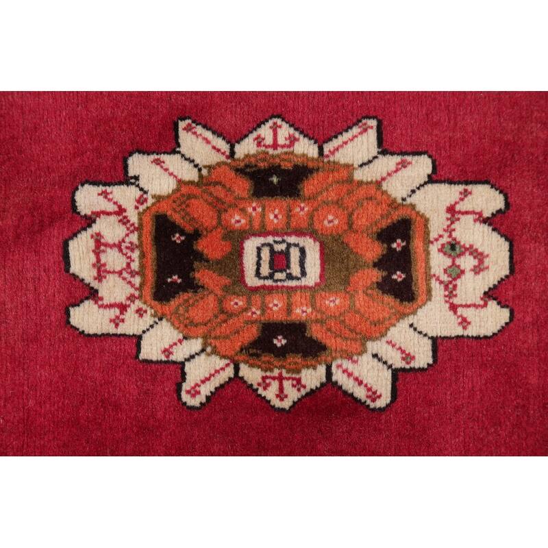 Hand Knotted Oriental 100% Wool Carpet Traditional Tribal Red Shiraz Area Rug - 5' 11'' X 4' 1''