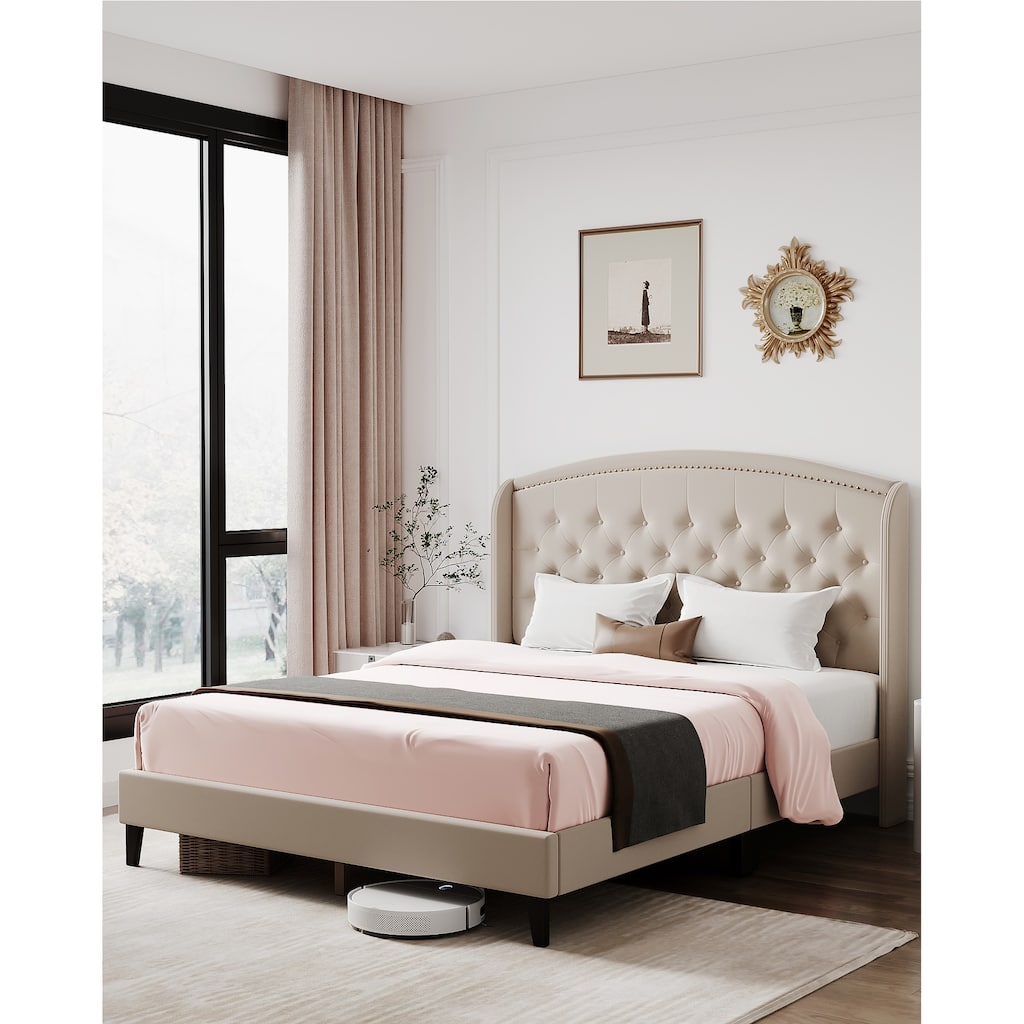 Bed Frame with Upholstered Headboard