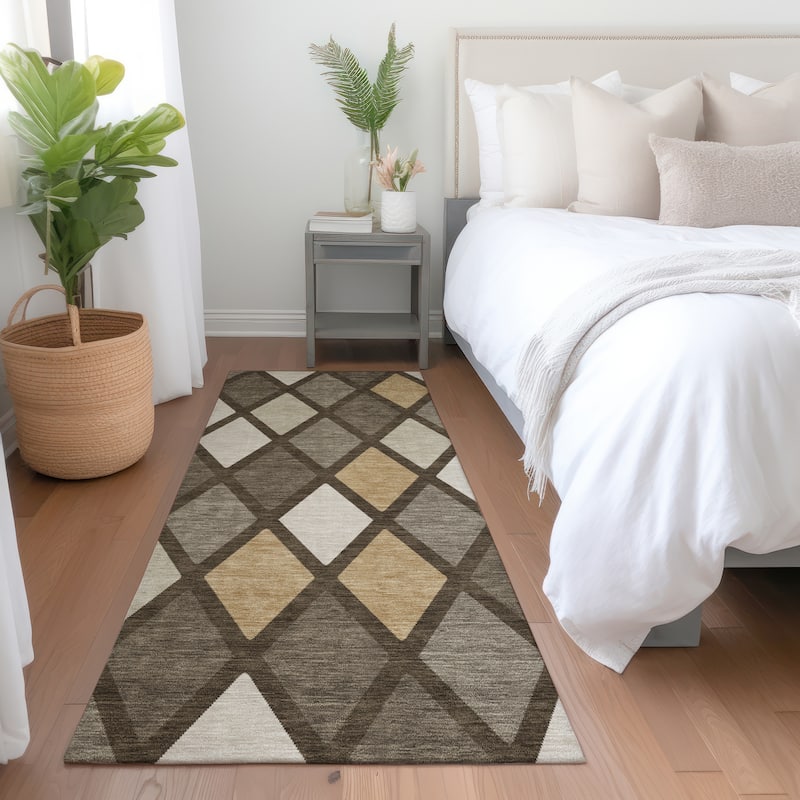 Premium Washable Super Soft Mosaic Diamonds Mayfield Rug - Brown - 2'3" x 7'6"