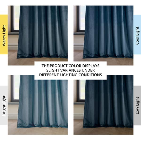 dimension image slide 18 of 21, Exclusive Fabrics Heritage Plush Velvet Room Darkening Curtains (1 Panel) Luxury Velvet Curtains for Bedroom & Living Room.