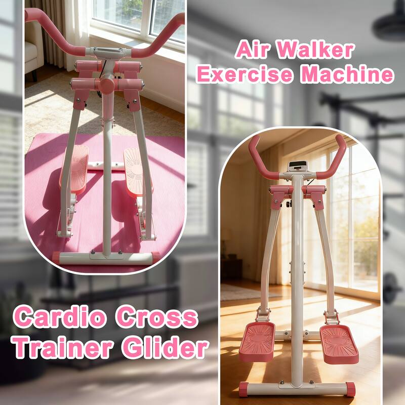 Air Walking Elliptical Machine, Foldable Cardio Cross Trainer Glider for Full-Body with LCD Display