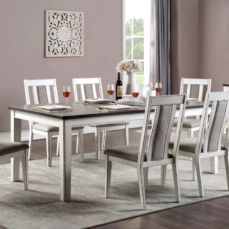 Furniture of America Abeje Rustic White 78-inch Expandable Dining Table - Weathered White