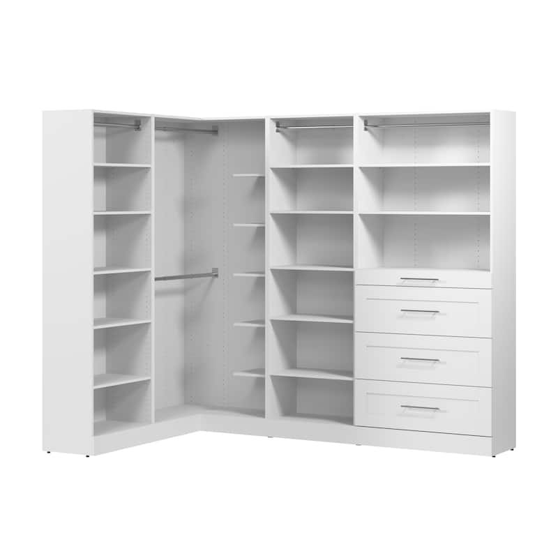 Bestar Florence 95W x 61D L Shaped Walk-In Closet System, Shaker