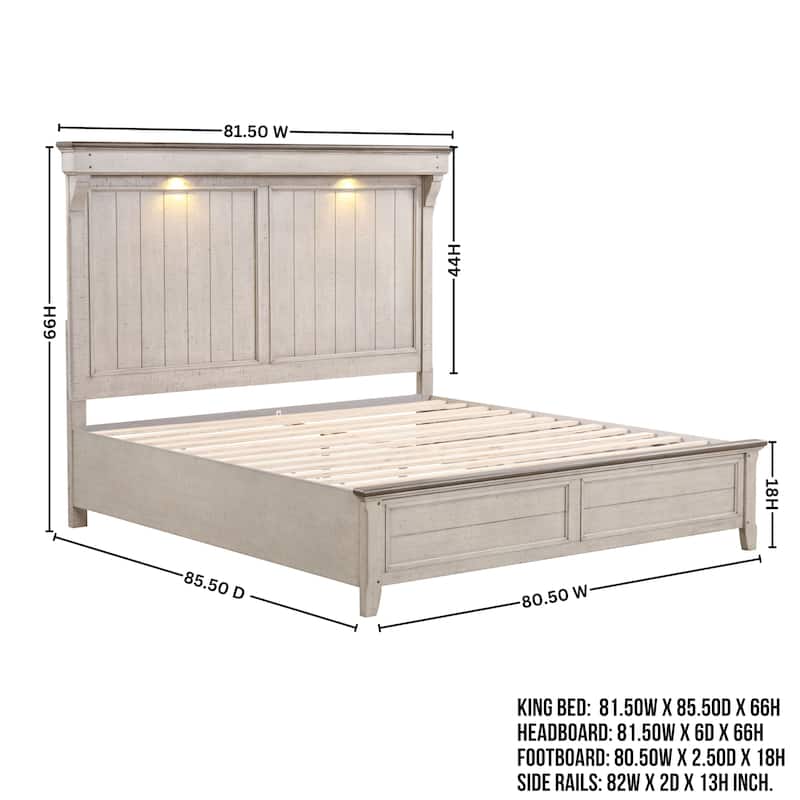 Roundhill Furniture Walcott 5-Piece Bedroom Set with Touch LED Lighting