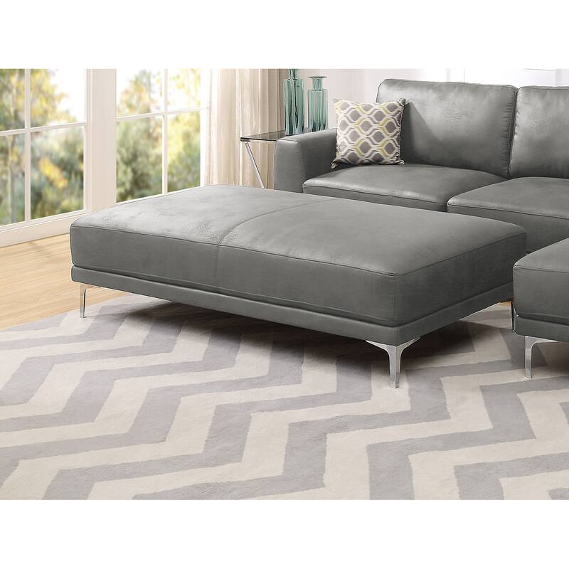 Modern Breathable Leatherette Large Ottoman Metal Legs 1pc Cocktail Ottoman Living Room
