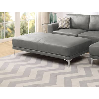 Modern Breathable Leatherette Large Ottoman Metal Legs 1pc Cocktail Ottoman Living Room