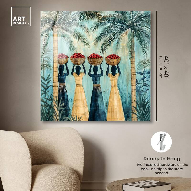 Walk Under Palms Acrylic by Art Remedy, Ready to Hang