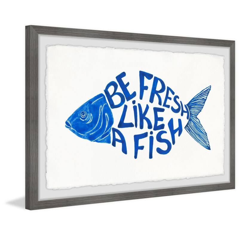 Be Fresh like a Fish Framed Wall Art, Elegant Home Touch - Sophisticated Artwork for Refined Décor