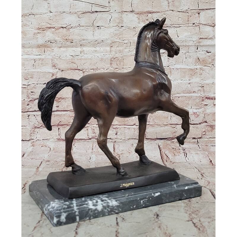 Bronze Horse Sculpture – Elegant Stallion Statue On Marble Base