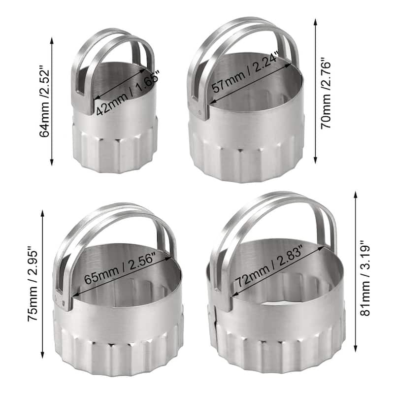 Round Wavy Biscuits Cutter Set Stainless Steel Cake Mold Baking - Silver Tone - Silver Tone