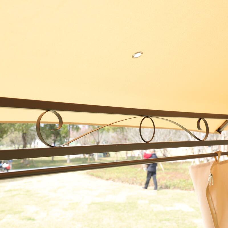 13x10 Outdoor Patio Gazebo Canopy Tent, Metal Patio Gazebo with Ventilated Double Roof & Mosquito Net for Lawn, Garden
