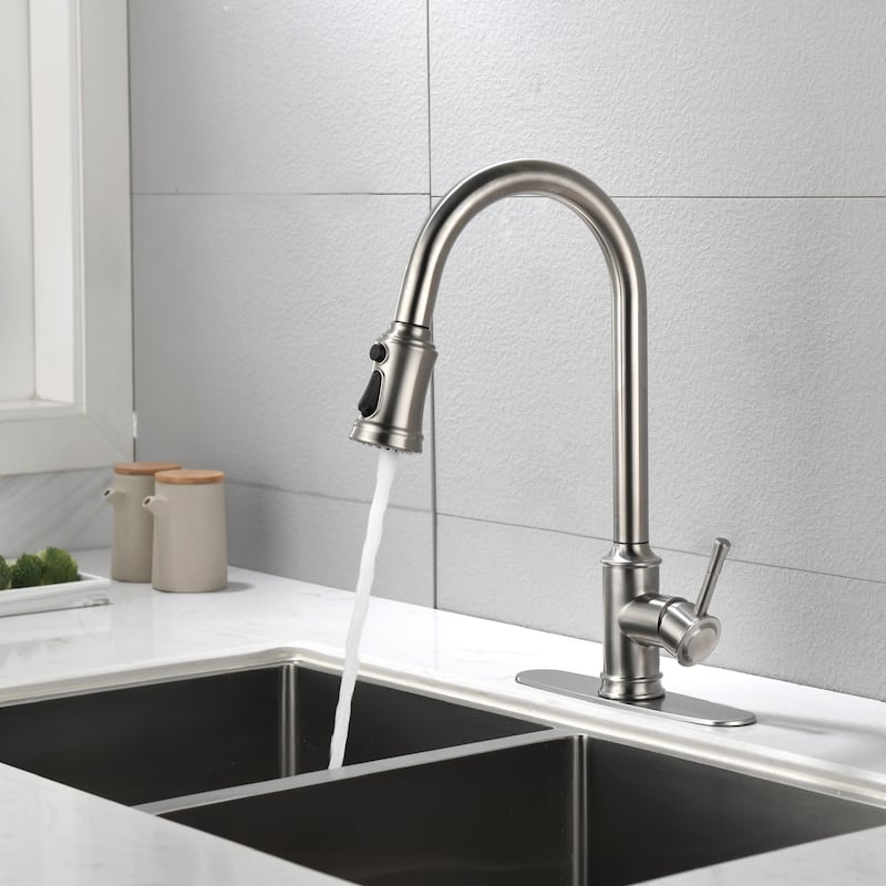 High Arc Stainless Steel Kitchen Faucet with Pull Down Sprayer