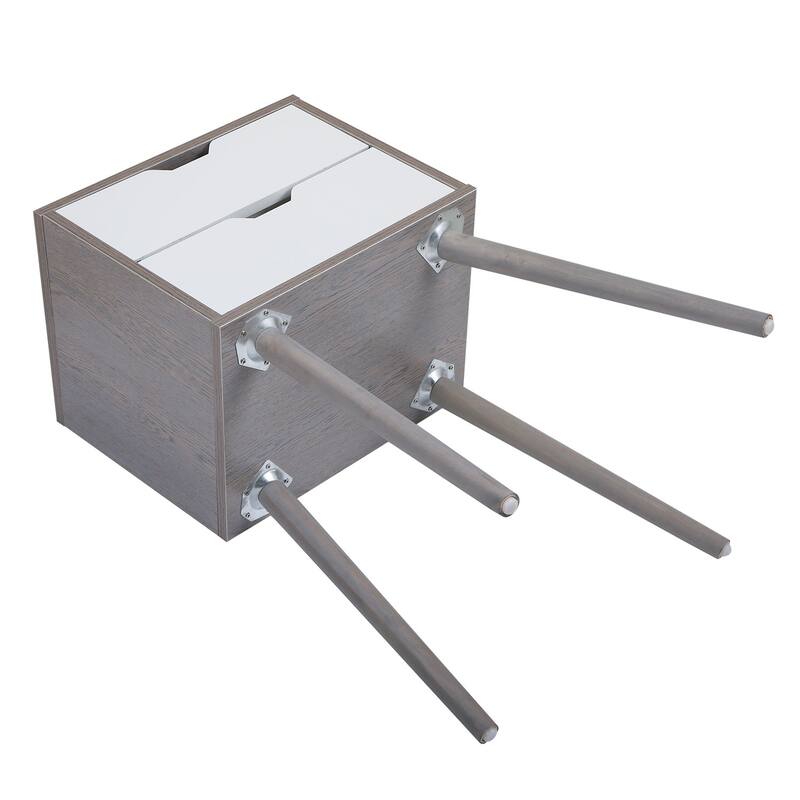 Grey Bedside Table Sofa Side Table, Two-Piece Filing Cabinet End Table - Grey