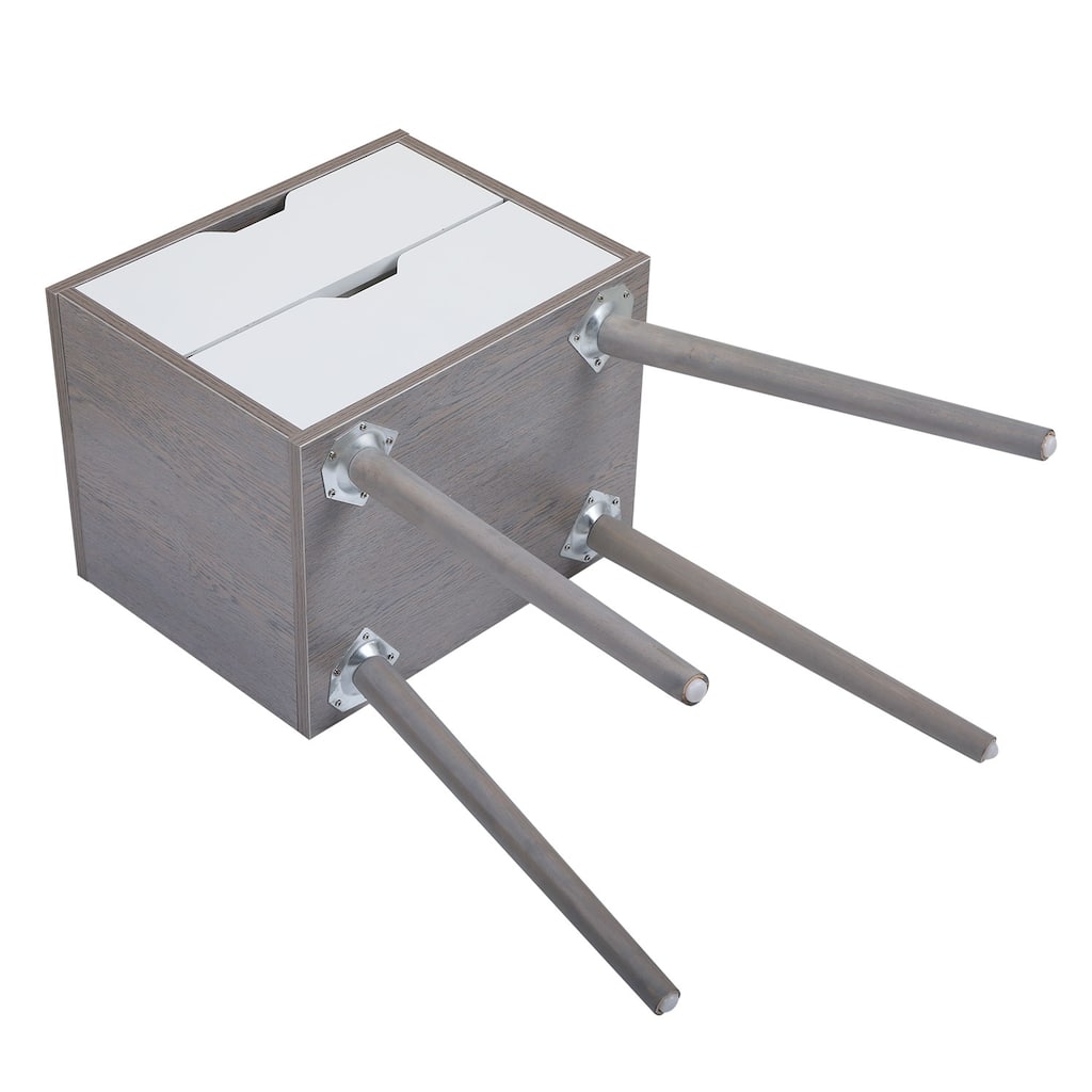 Grey Bedside Table Sofa Side Table, Two-Piece Filing Cabinet End Table