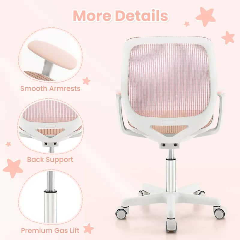 Costway Kids Desk Armchair Swivel Mesh Children Computer Chair with - See Details