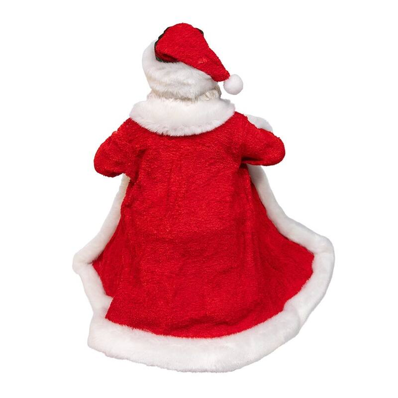 Kurt Adler 10.5-Inch Fabriche Santa with Gifts in Pocket.
