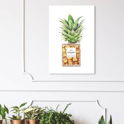 Wynwood Studio 'Pineapple Parfum' Fashion and Glam Wall Art Canvas Print Perfumes - Green, Yellow