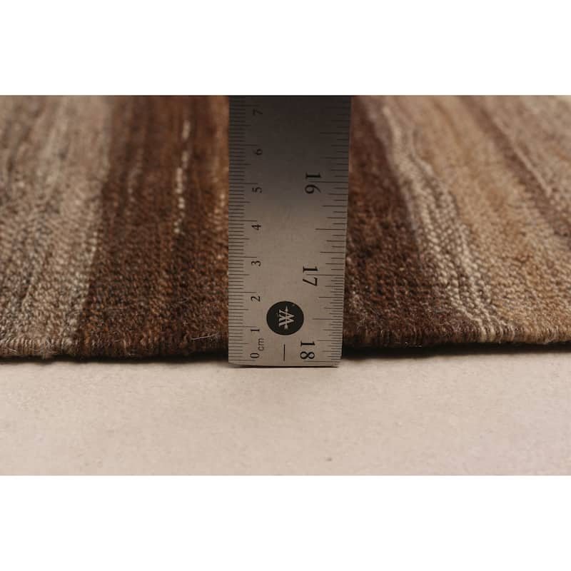 ECARPETGALLERY Flat-Weave Boho Brown Wool Kilim - 9'0 x 12'4