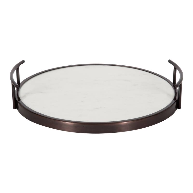 Kate and Laurel Marbury Round Metal Tray