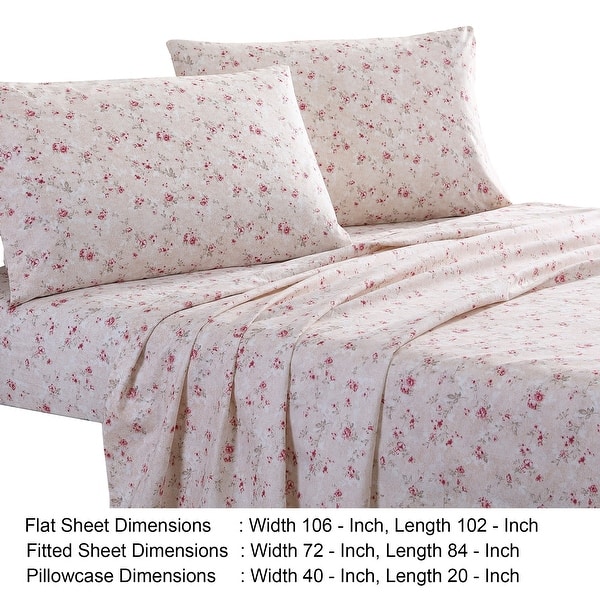Veria 4 Piece California King Bedsheet Set with Floral Print The Urban