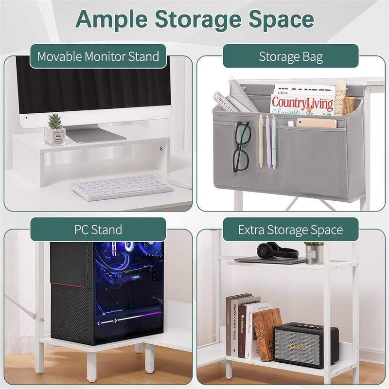 L Shaped Desk 47 Inch Computer Desk with Outlets