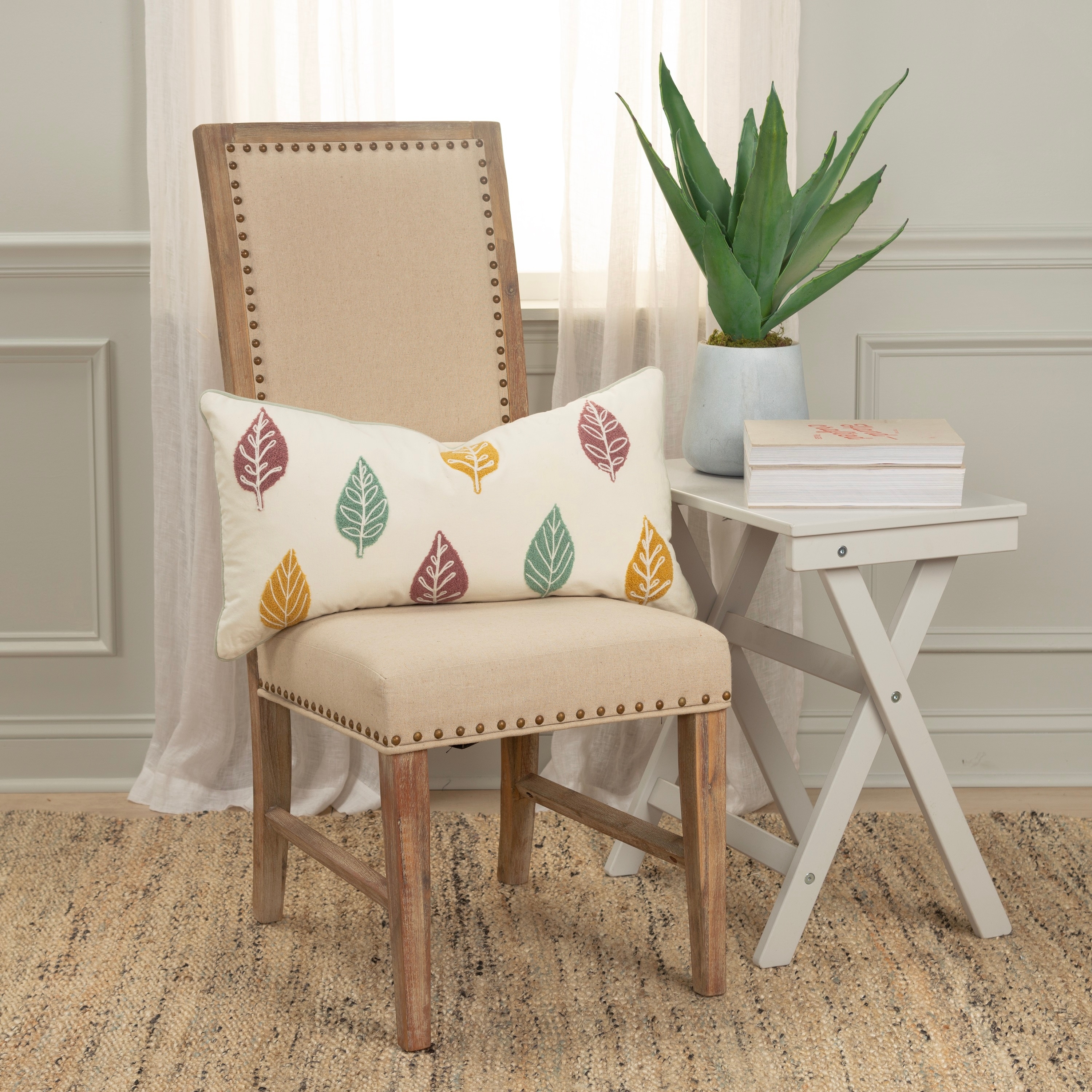 Rizzy Home Transitional Cream Pillow Cover - 14"x26"