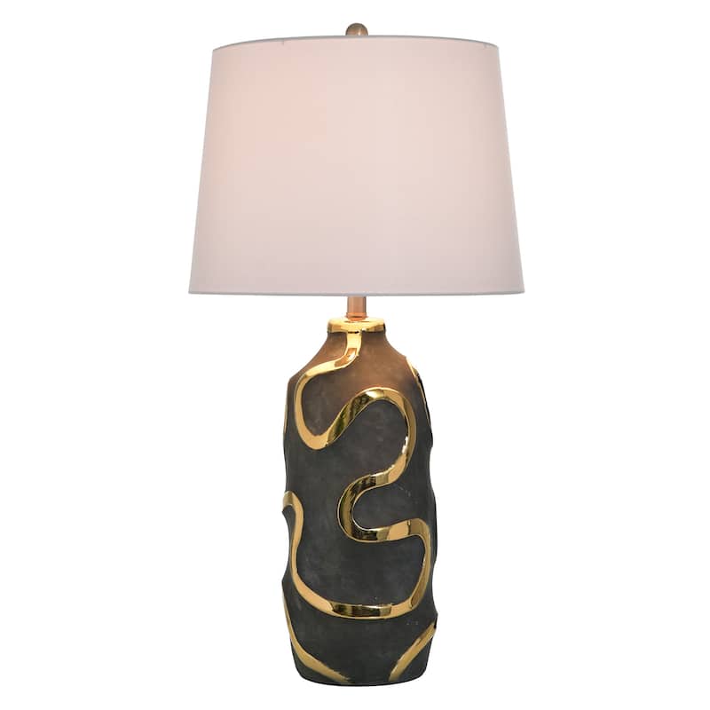 StyleCraft Ceramic Table Lamp - Izmir Gold - White Shade