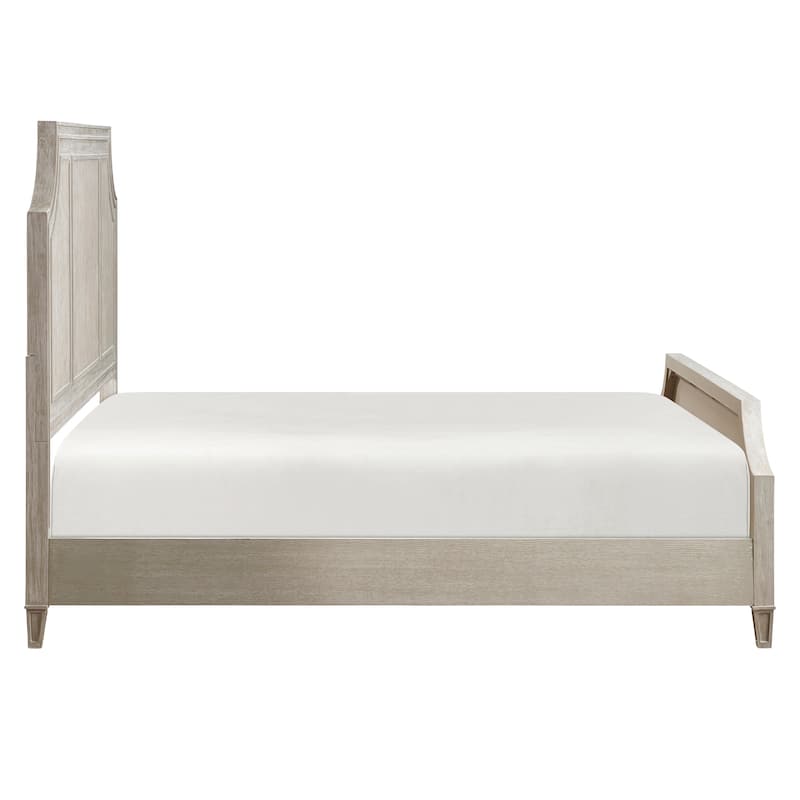Light Brown Queen Bed with Curved Framing Traditional Design