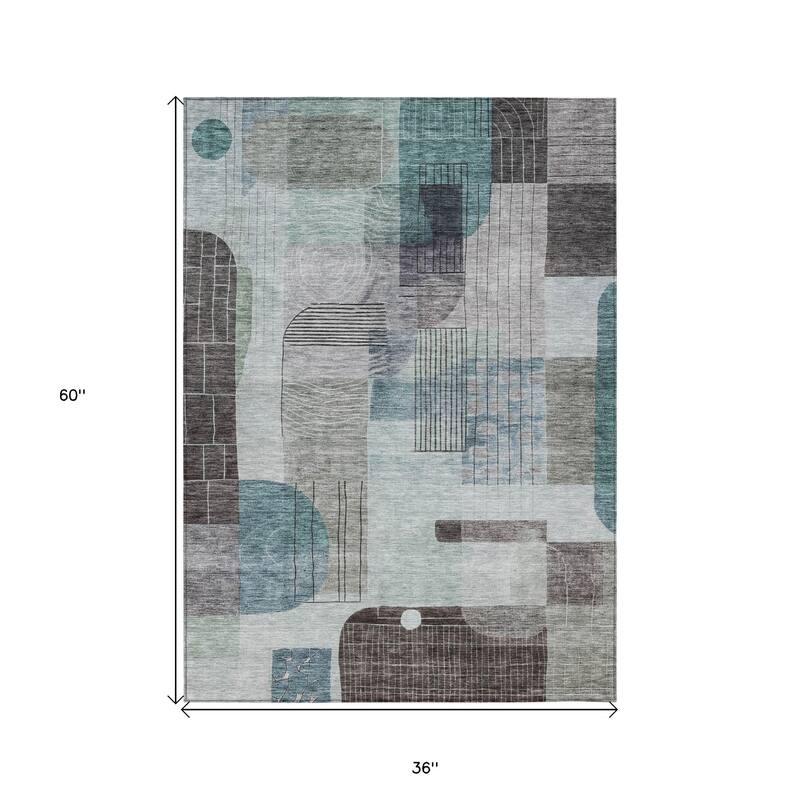 HomeRoots Abstract Transitional Rectangle Outdoor Rug
