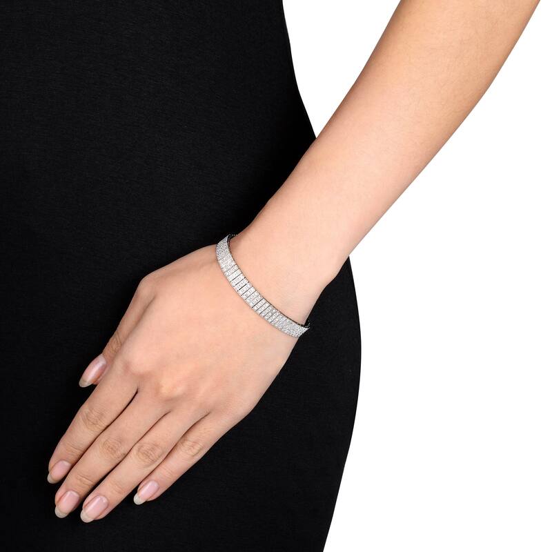 Miadora 2 7/8ct TW Triple Row Diamond Bracelet in 10k White Gold