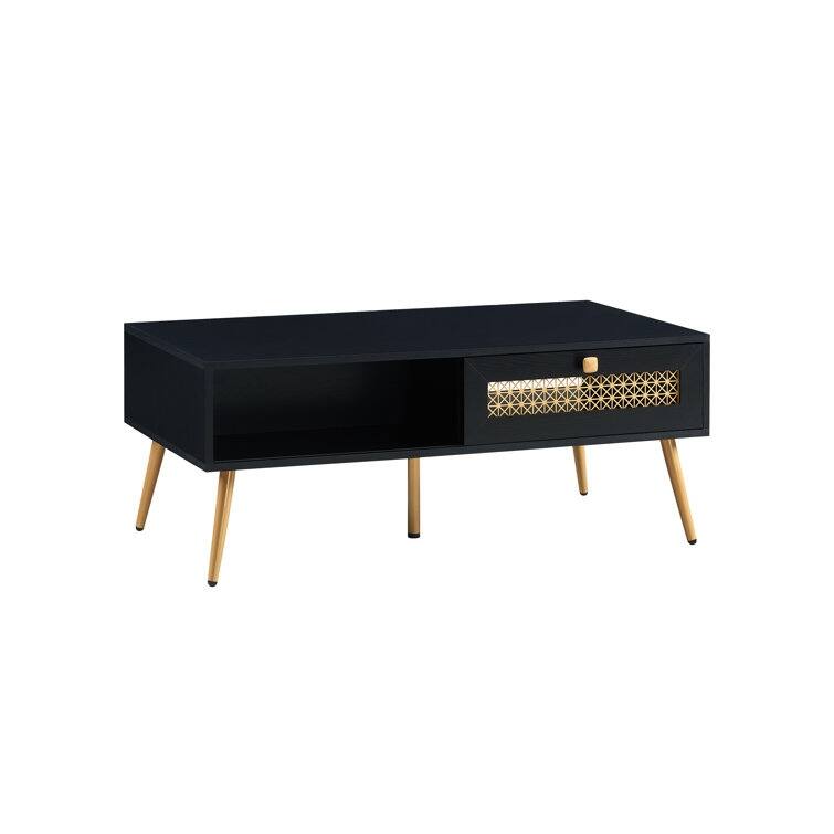42" W Wood Rectangular Coffee Table with Storage Shelf and Drawer