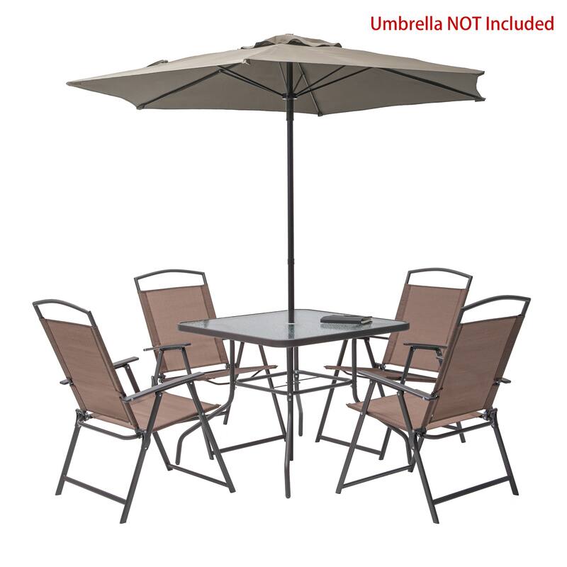 Pellebant Outdoor 5-piece Patio Dining Set with Folding Chairs