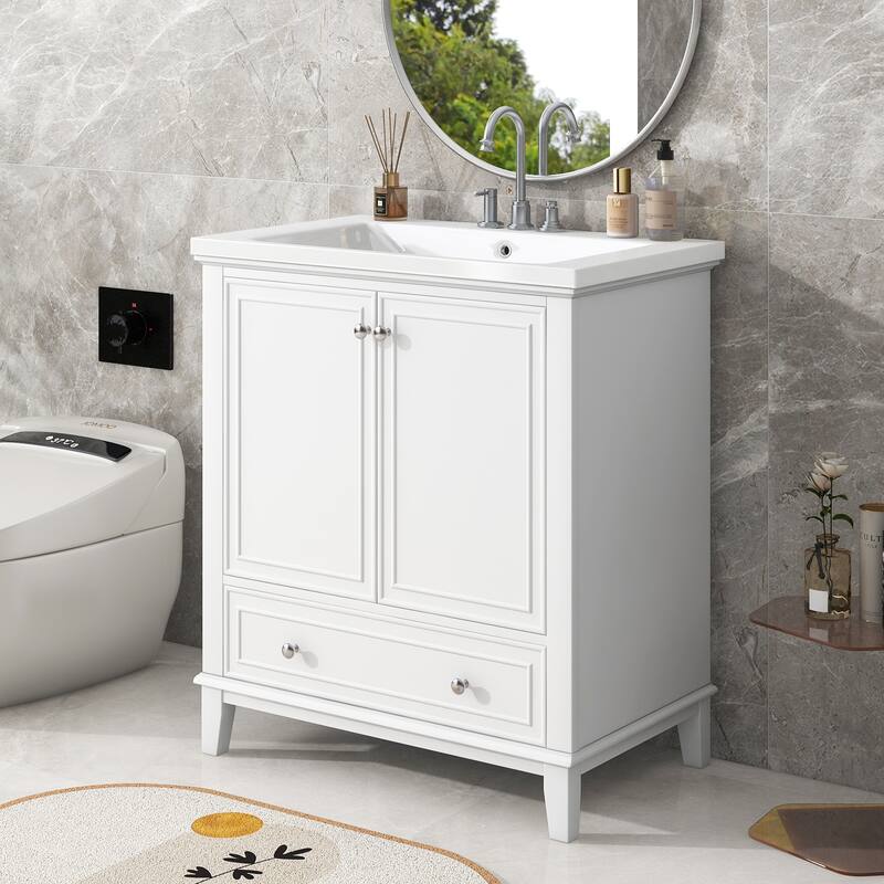 30" Multi-functional Bathroom Vanity with Sink Combo, with Doors and Drawer