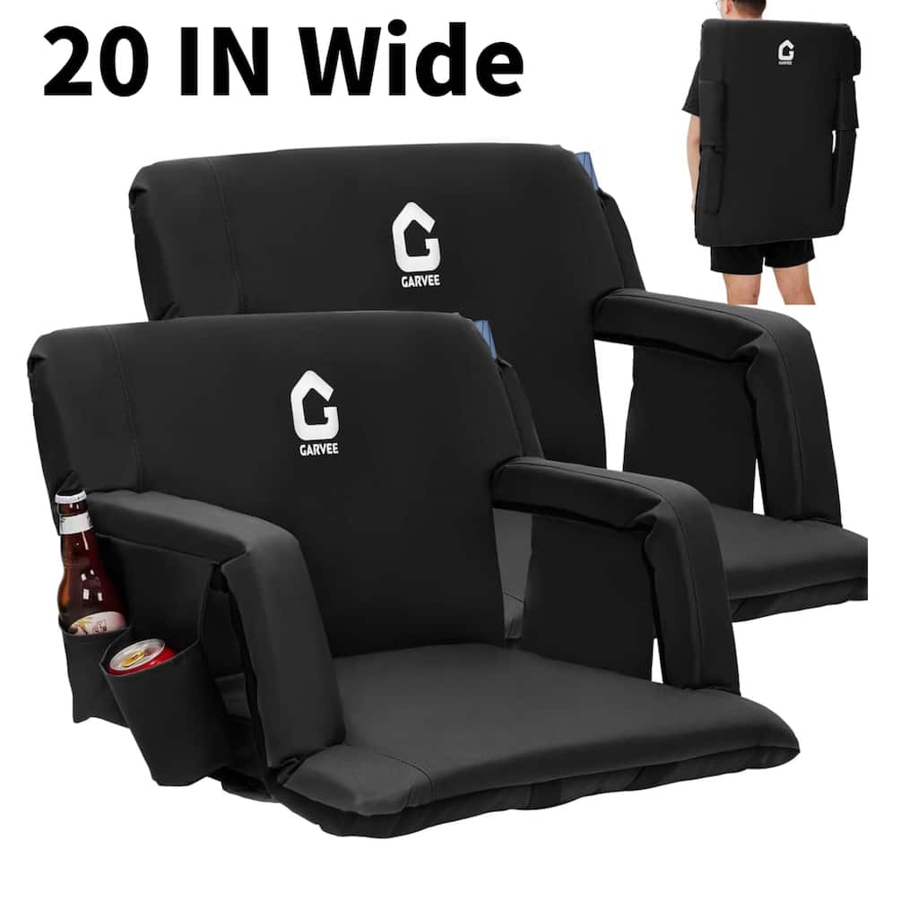 2 PCS 20" Reclining Bleacher Seat, Stadium Chair with Back Support Padded Cushion
