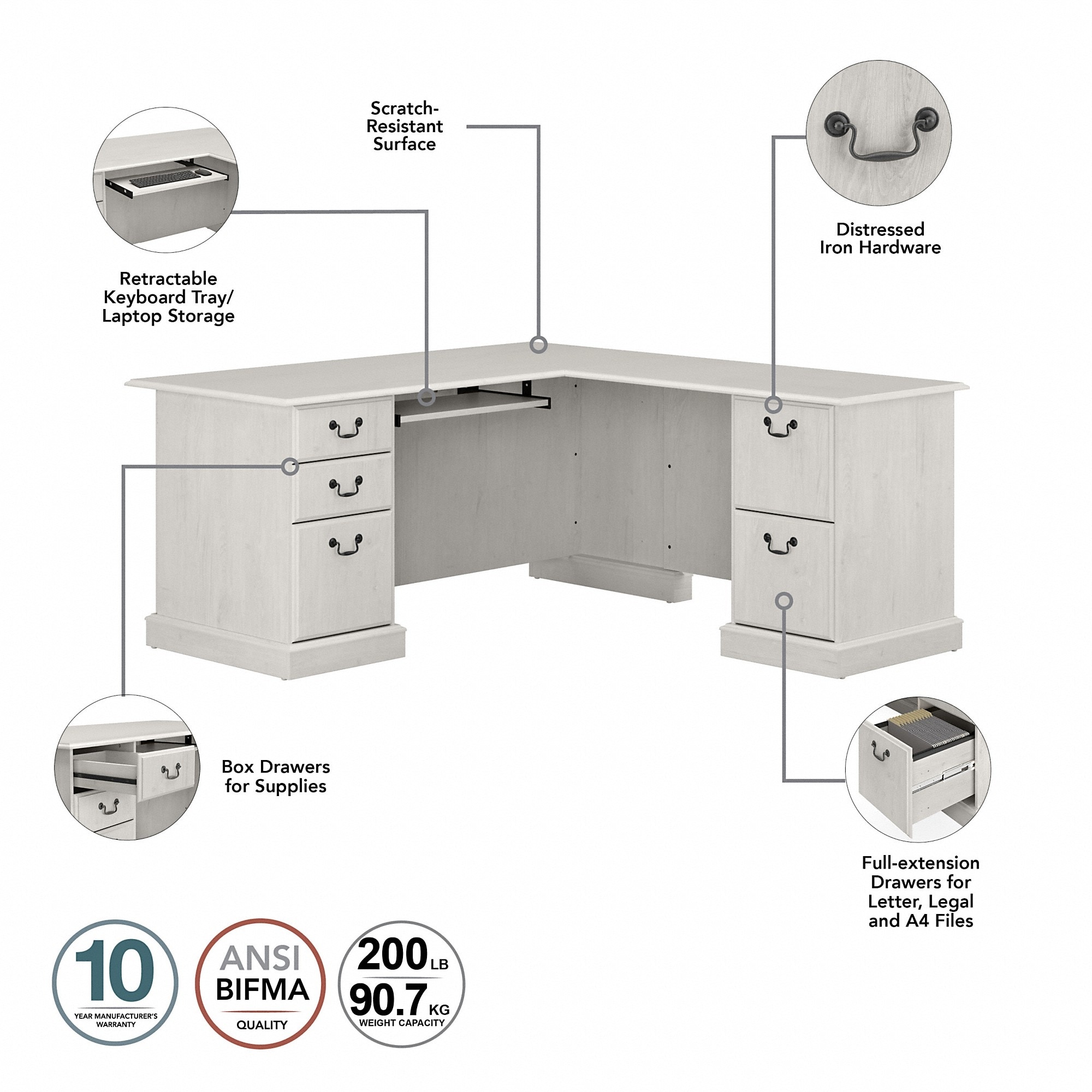 Saratoga L Shaped Computer Desk and Bookcase Set by Bush Furniture