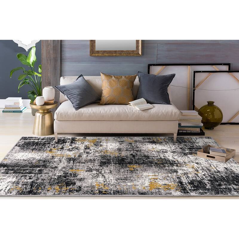World Rug Gallery Adare Contemporary Abstract Area Rug - 4' X 6' - Yellow